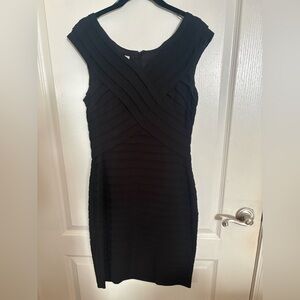 London Times Black Textured Dress NWOT